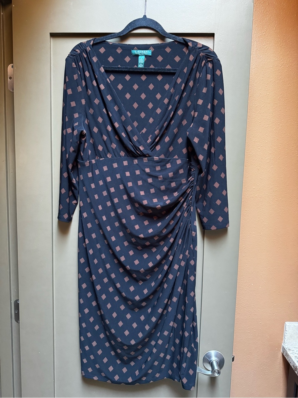 Lauren Ralph Lauren Black Dress Diamond Print 14